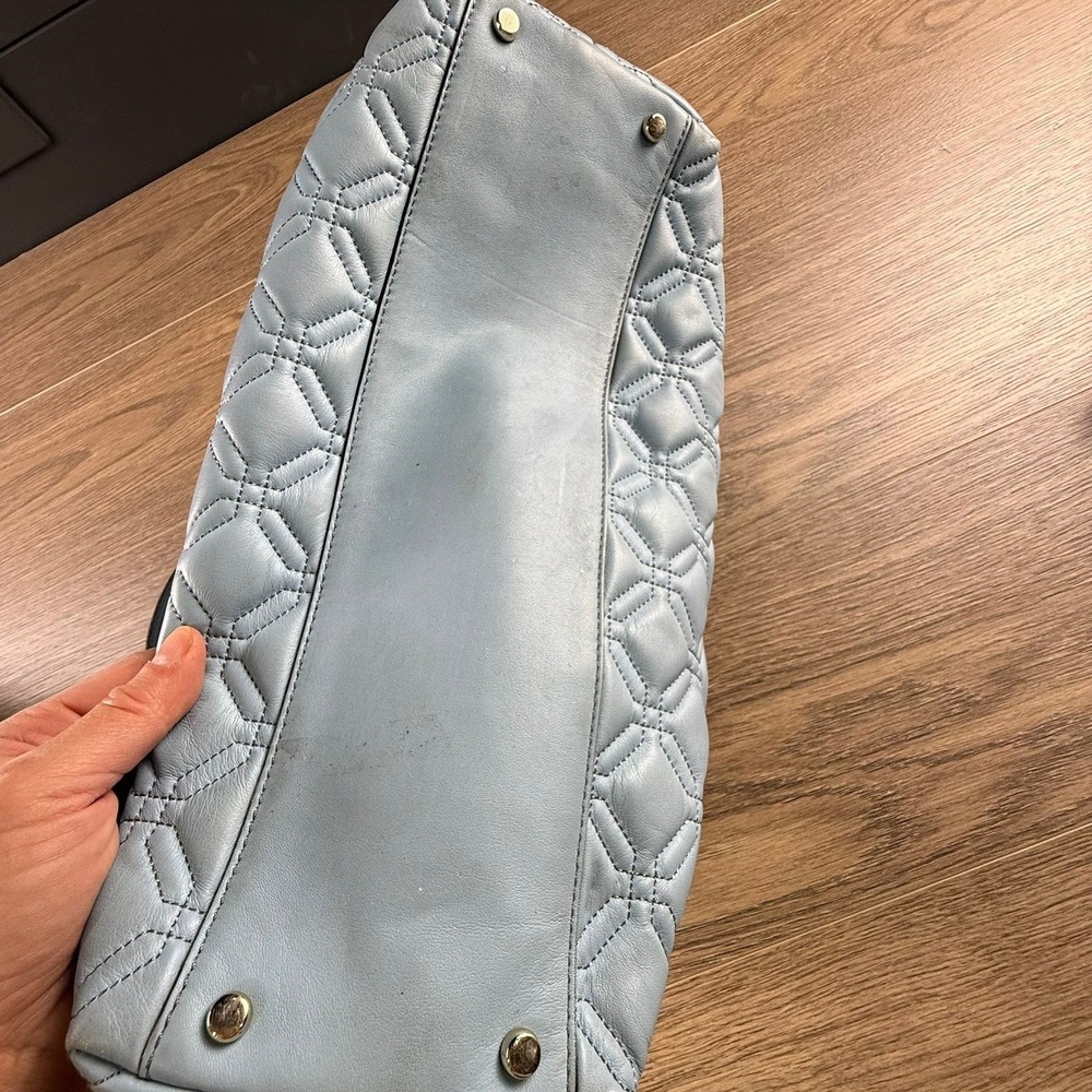 Kate Spade Wedgewood Astor Court Elena Tote Powder Blue Quilted Silver Hardware - Picture 4 of 16